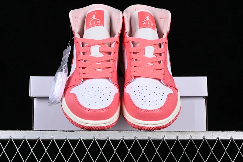 All categories Air Jordan Jordan series basketball shoes Air Jordan 1 Mid Air Jordan 1 Mid AJ1 Joe 1 white and pink mid-top cultural and casual sneakers BQ6472-186
